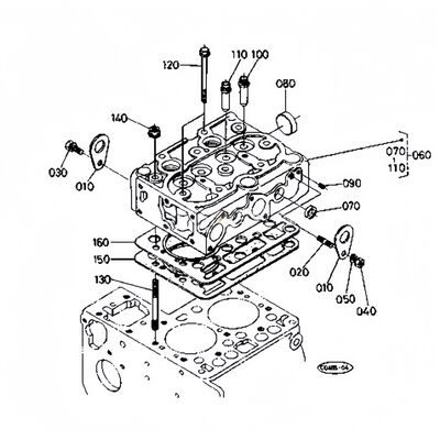 Z600 ZB600 2D72 Cylinder Head Gasket 15901-03314 1590103314 for Kubota Bobcat 313 Loader B4200 Tractor CR2500 CR2700